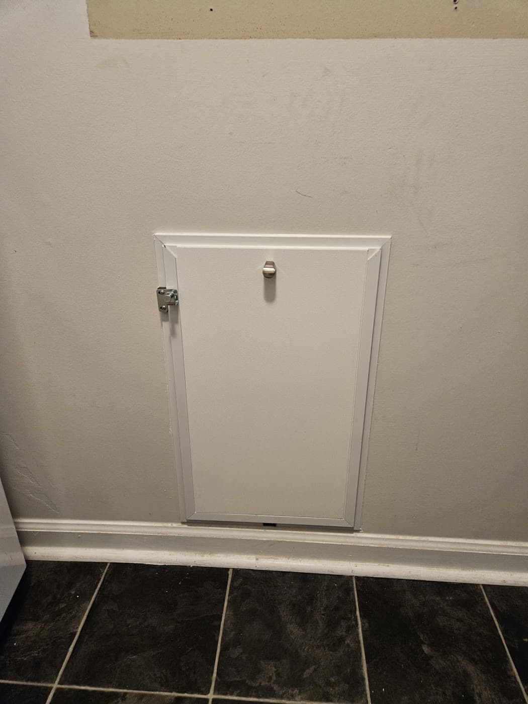 A pet door installed cleanly through an interior wall